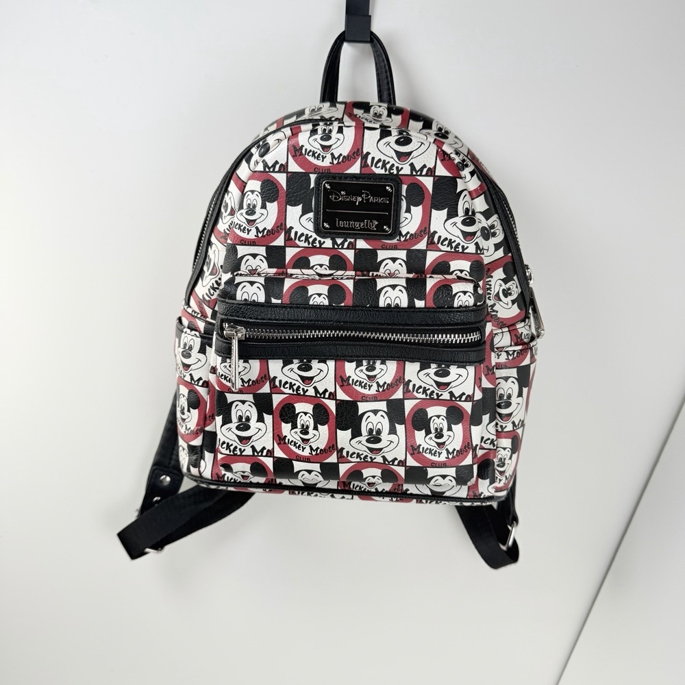Loungefly Disney Parks Mickey Mouse Club Mini Backpack Red Black White